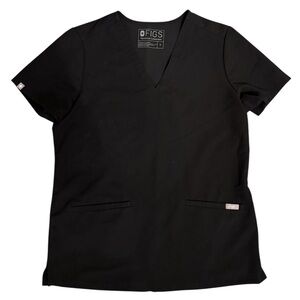 FIGS Casma 3 Pocket Scrub Top Classic V-Neck Scrub Top Black Small